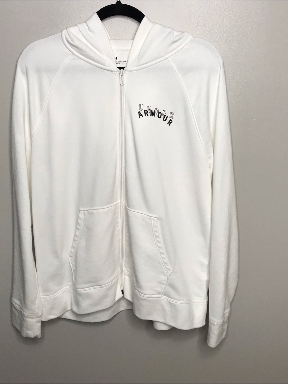 Under Armour Loose Fit White Full-Zip Hooded Sweatshirt Sz XL
